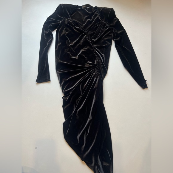 Alexandre Vauthier Dresses & Skirts - Alexandre Vauthier Velvet V-Neck Ruched Dress